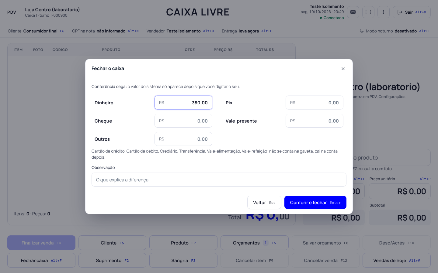 Passo 4: Feche contando a gaveta