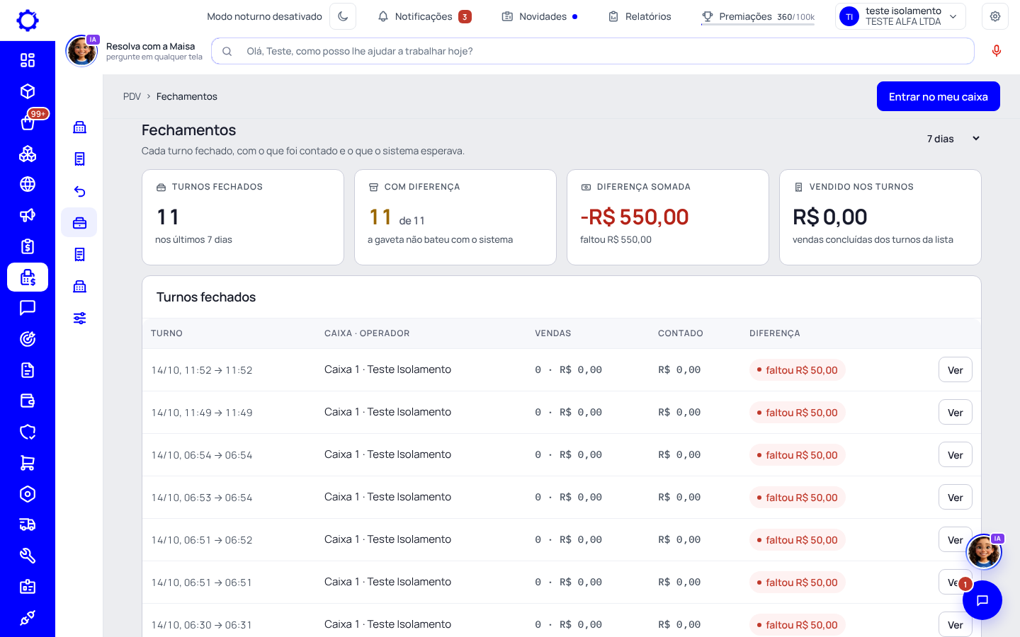 Passo 5: Confira os fechamentos