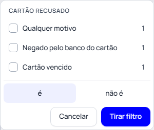 Passo 7: Veja os pedidos com cartão recusado e o motivo