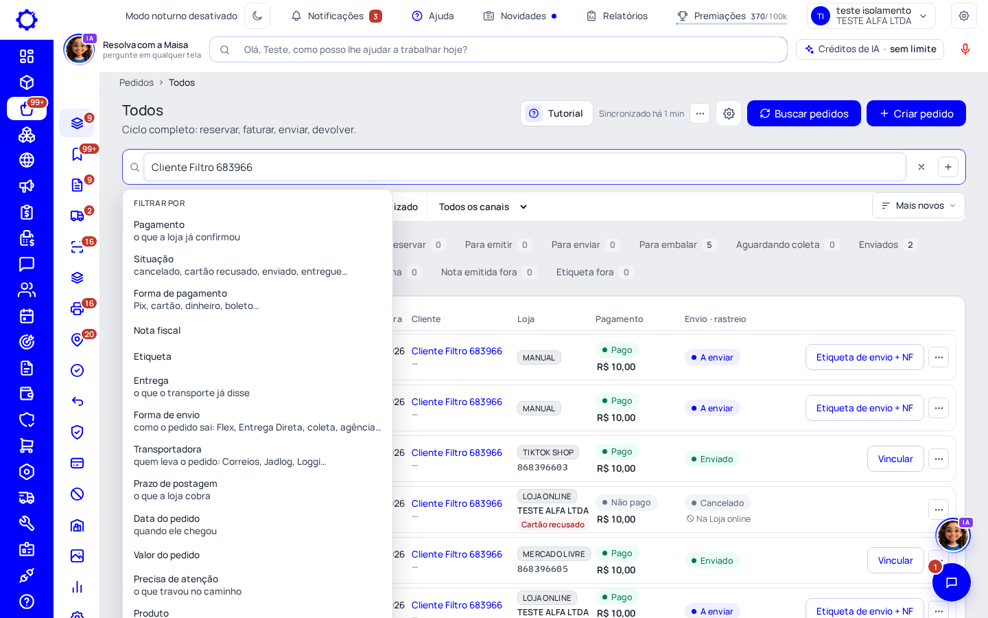 Passo 2: Abra os filtros pelo botão «+»