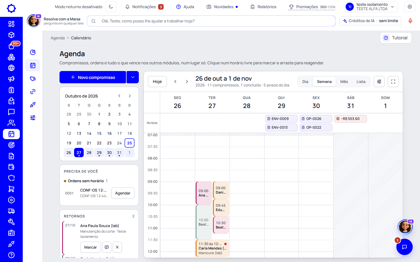 Passo 1: Abra a Agenda e escolha como ver