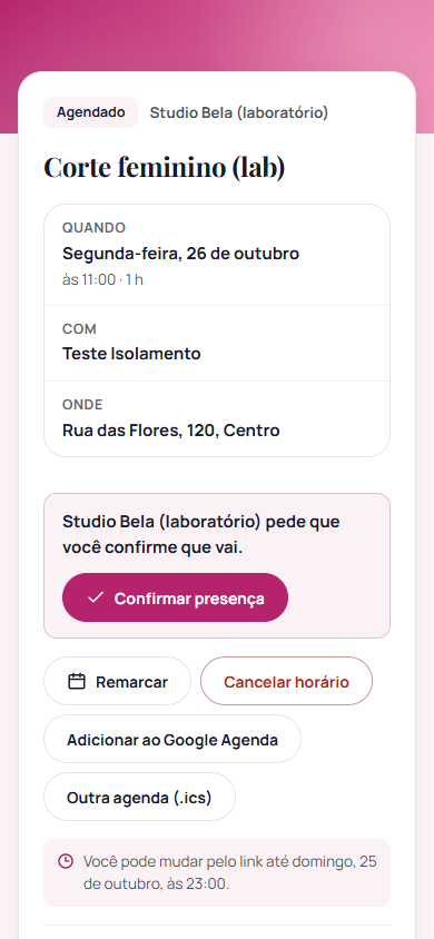 Passo 5: O cliente confirma pelo link