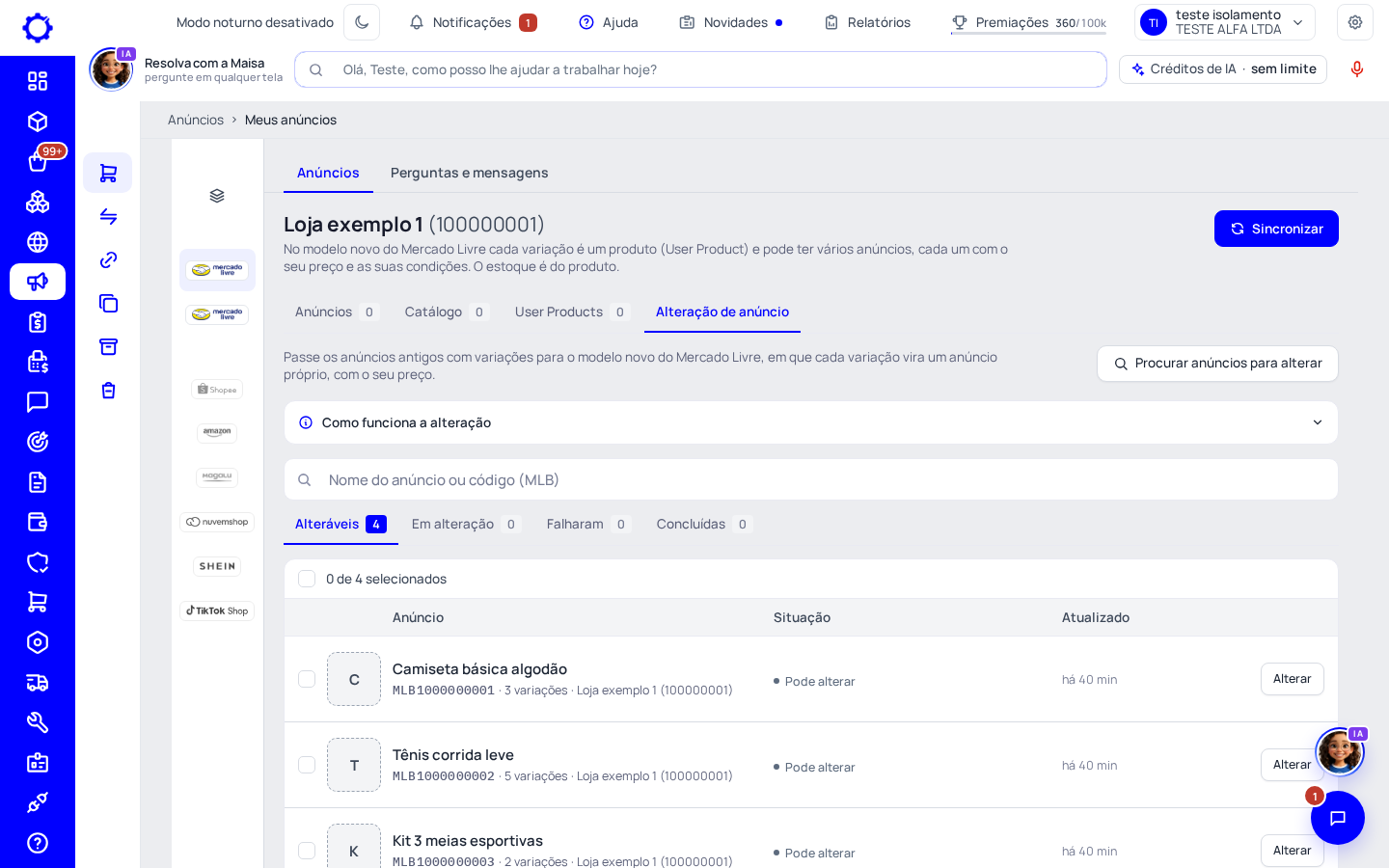 Passo 1: Abra a Alteração de anúncio