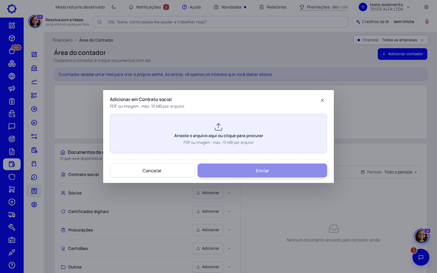 Passo 4: Envie um documento da empresa