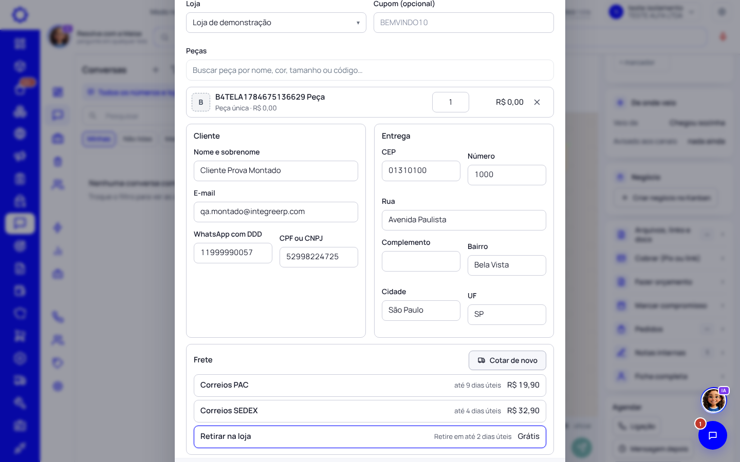 Passo 28: Mandar um checkout pronto
