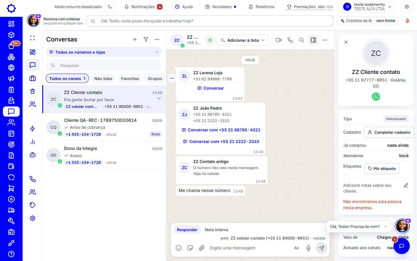 Passo 15: Conversar com o número do cartão