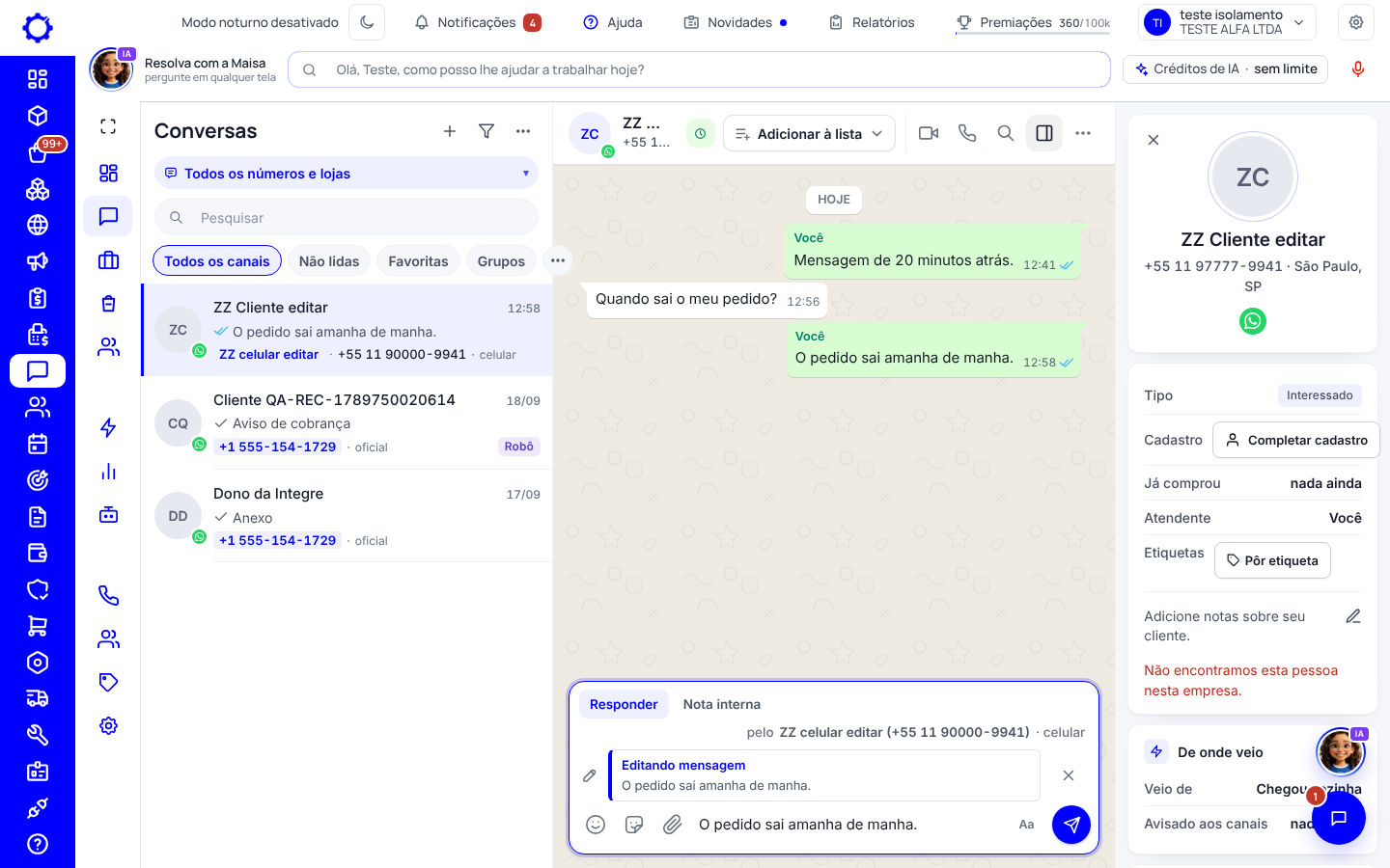 Passo 23: Editar uma mensagem que você mandou