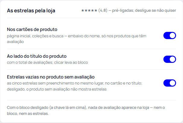 Passo 5: Decida o que aparece no produto sem avaliação