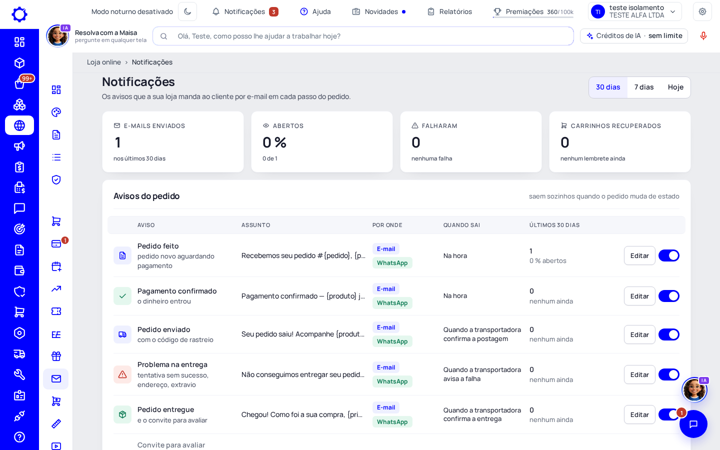Passo 1: Ligue os avisos que quer mandar