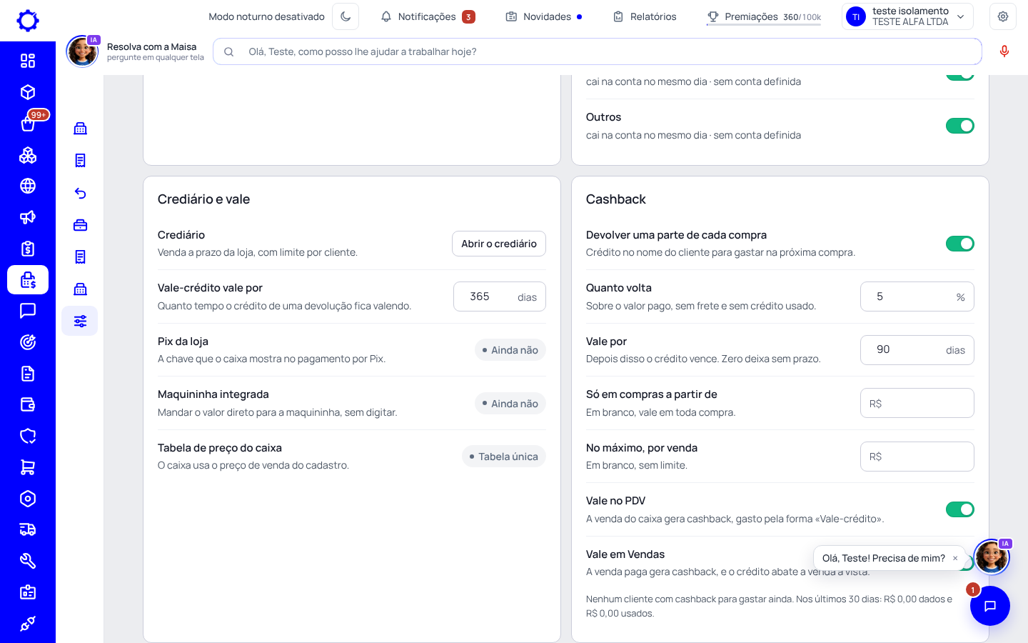 Passo 1: Ligue e diga quanto volta