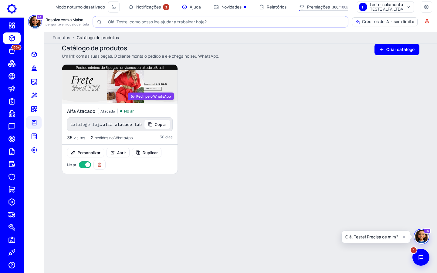 Passo 1: Abra Produtos › Catálogo de produtos