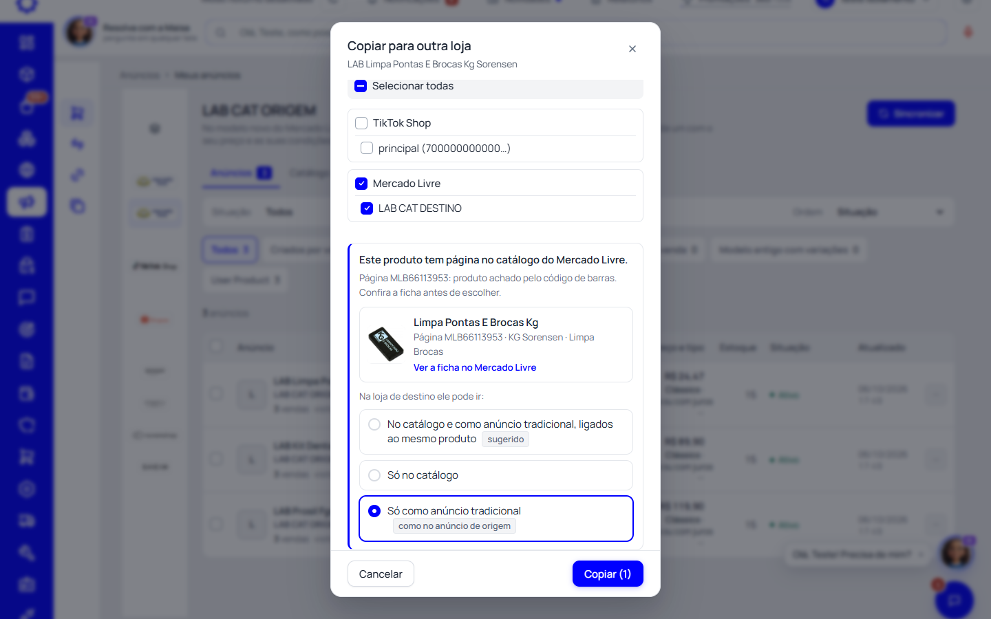 Passo 2: Na cópia para outra conta