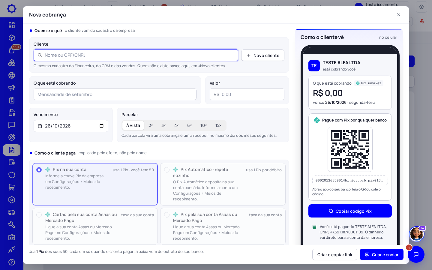 Passo 3: Escolha como o cliente paga