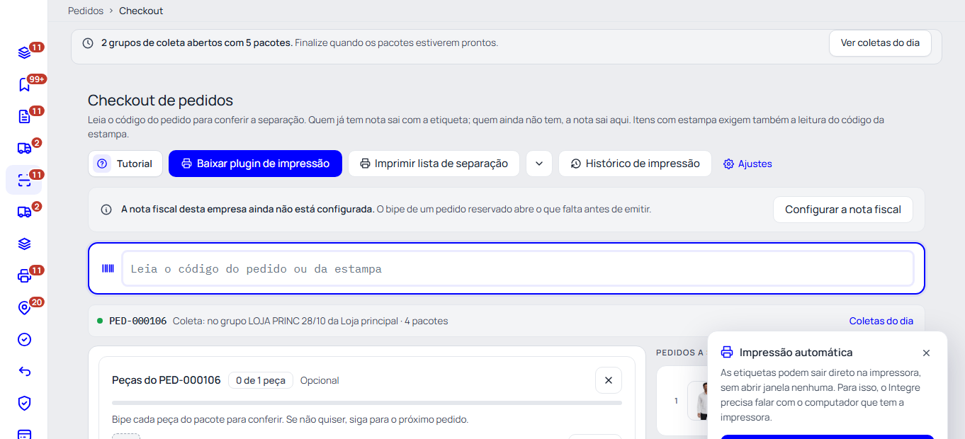 Passo 2: Bipe as etiquetas no checkout, como sempre