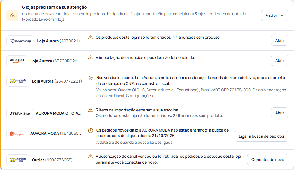 Passo 7: Abra os avisos e resolva