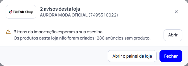 Passo 5: Clique em «N avisos» para ver os avisos da loja