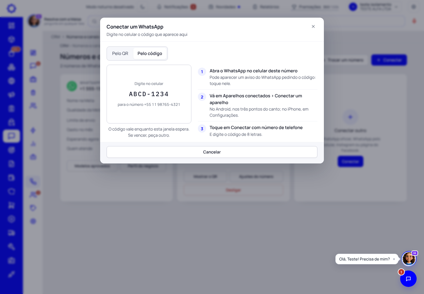 Passo 4: Sem câmera? Use o código de 8 letras