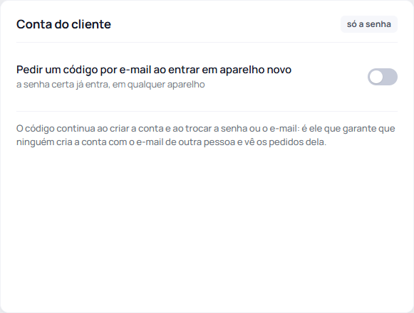 Passo 2: Escolha se pede o código ao entrar