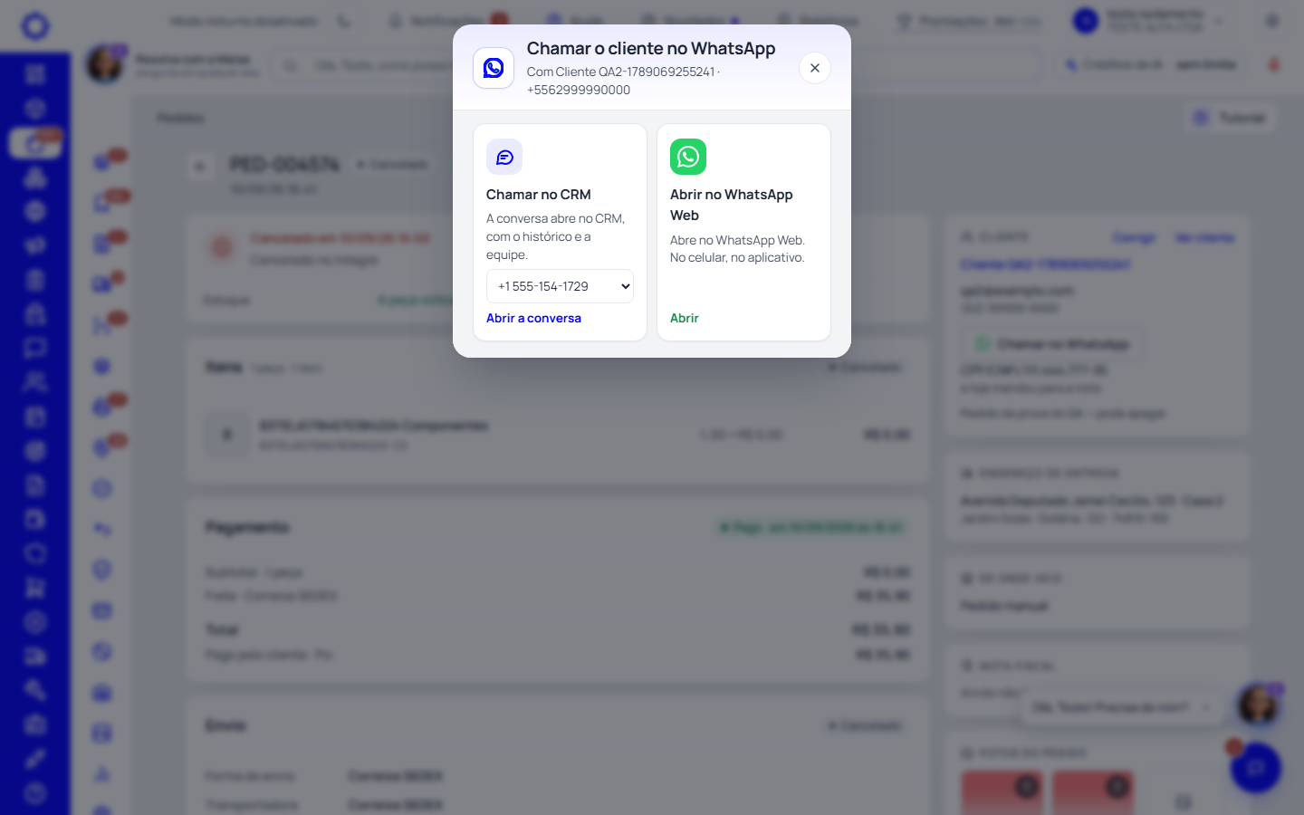 Passo 4: Chame o cliente no WhatsApp