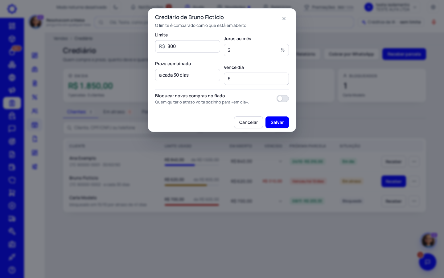 Passo 2: Dê o limite, o prazo e os juros