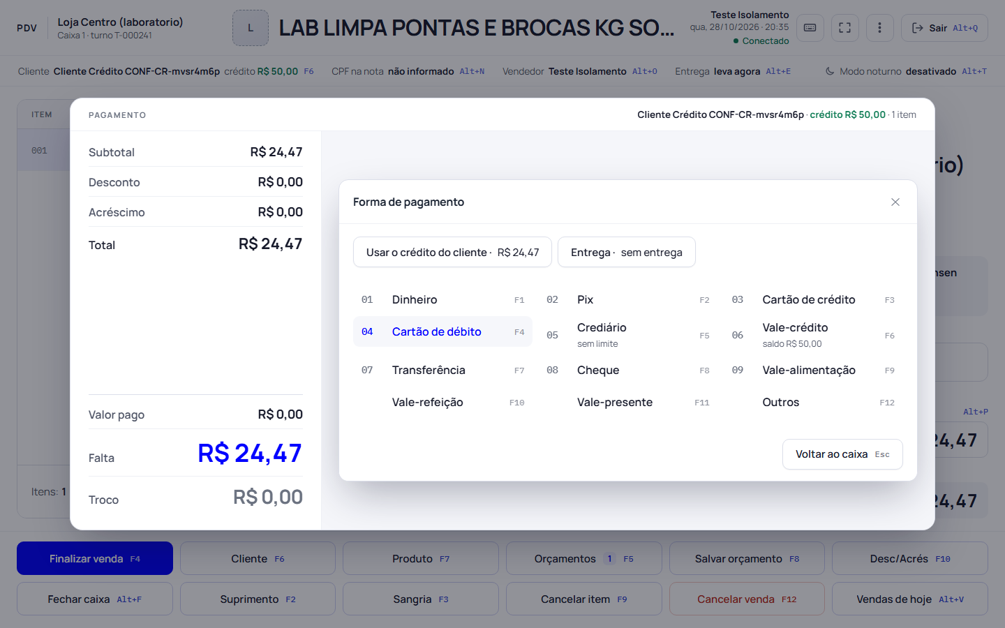 Passo 3: Abata o crédito num clique
