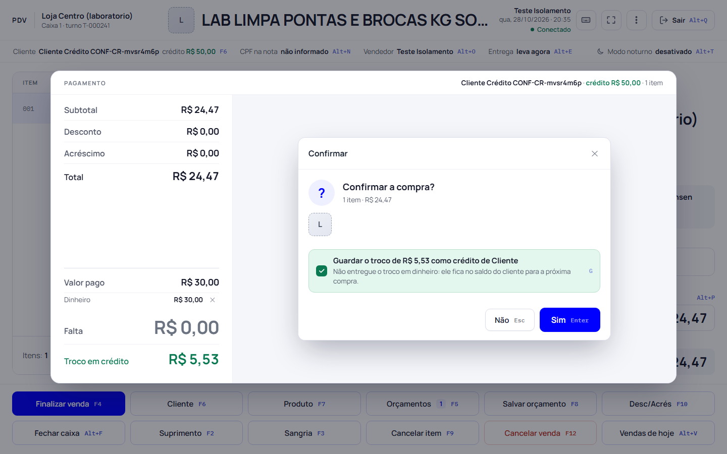 Passo 4: Guarde o troco como crédito