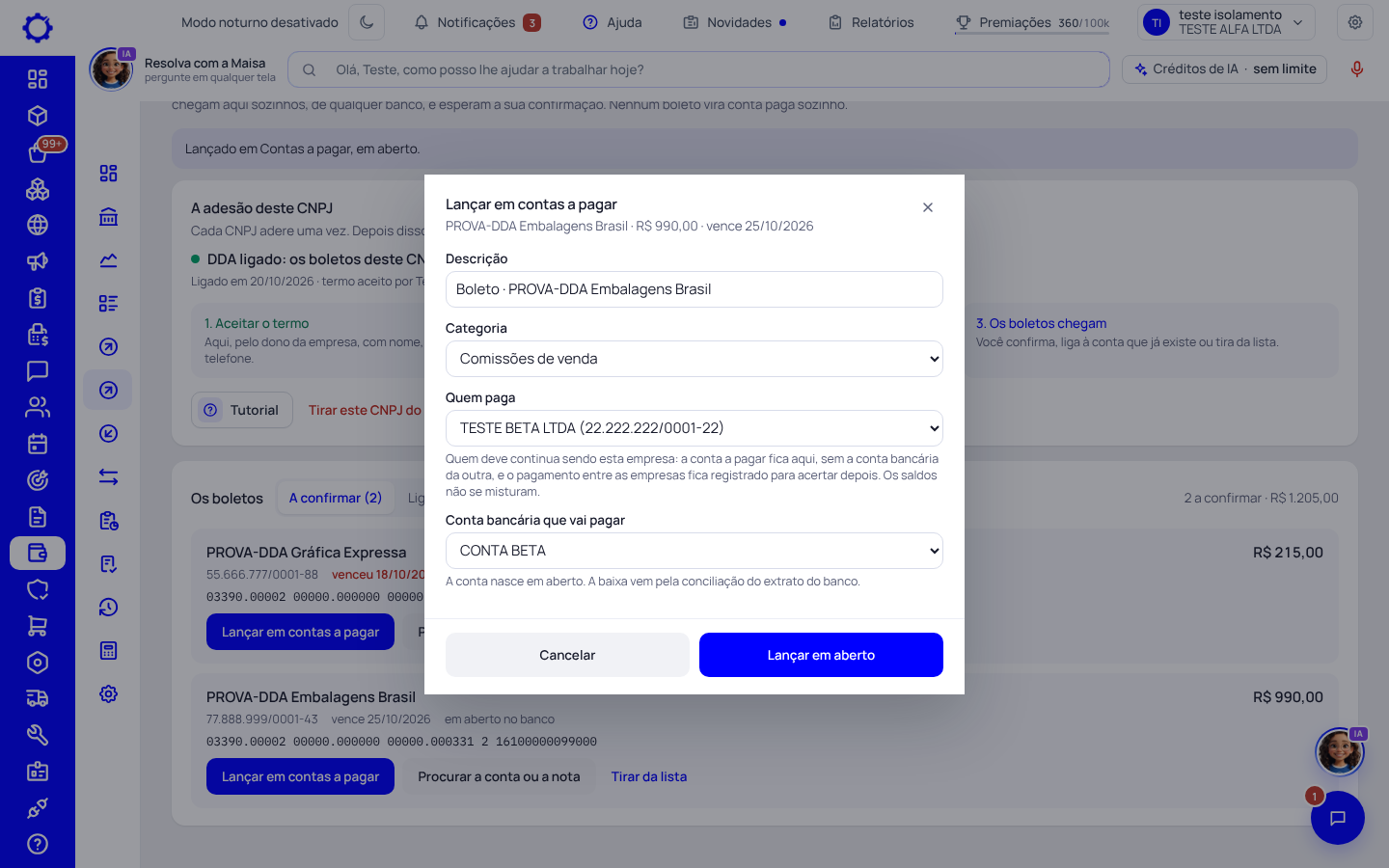 Passo 6: Quando outra empresa do grupo paga