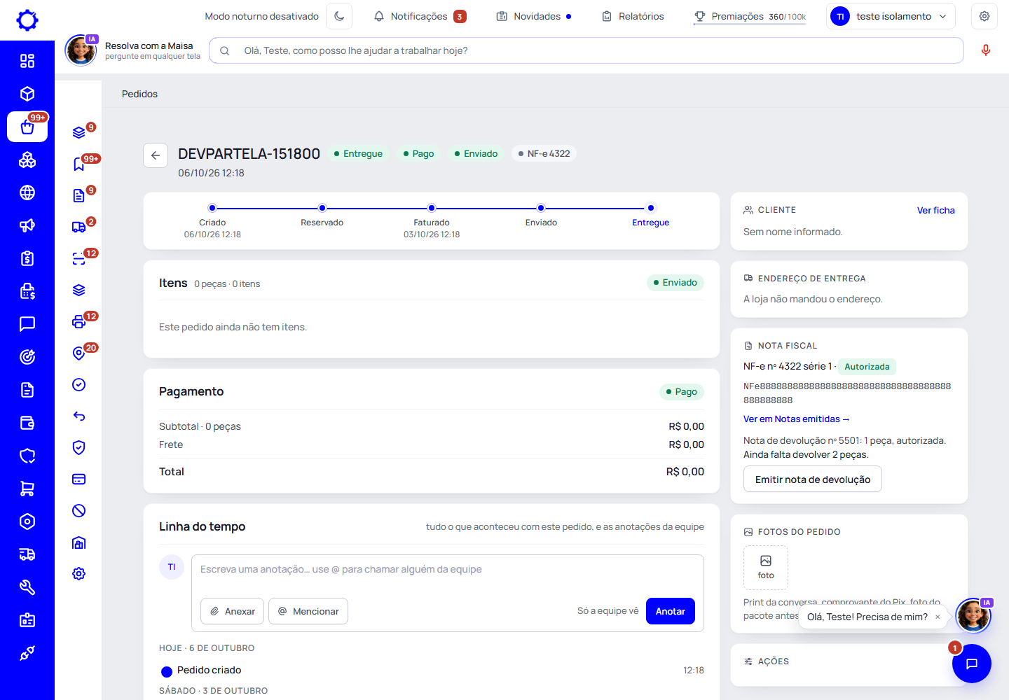 Passo 4: Emita pela página do pedido