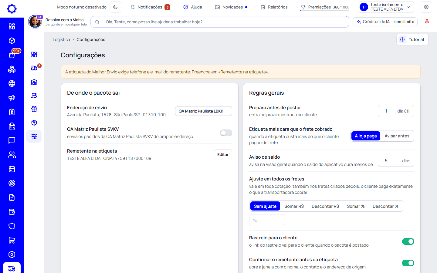 Passo 2: Confira as configurações
