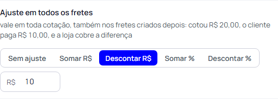 Passo 3: Some ou abata um valor em todos os fretes