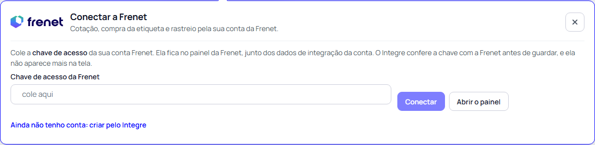Passo 3: Já tem conta? Cole a chave de acesso