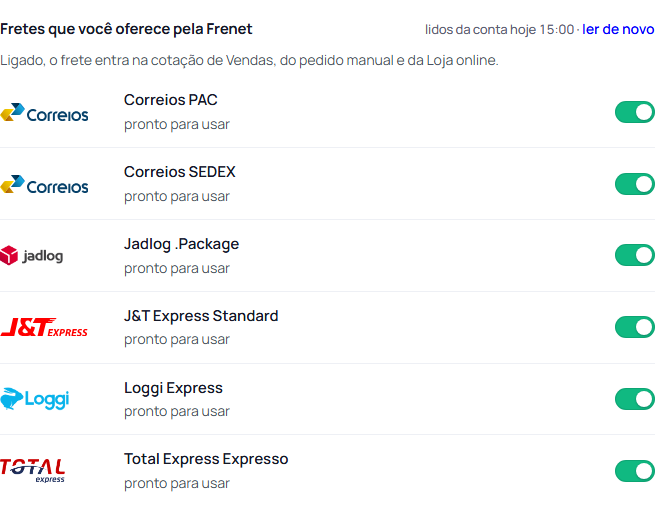 Passo 5: Abra o cartão e escolha os fretes
