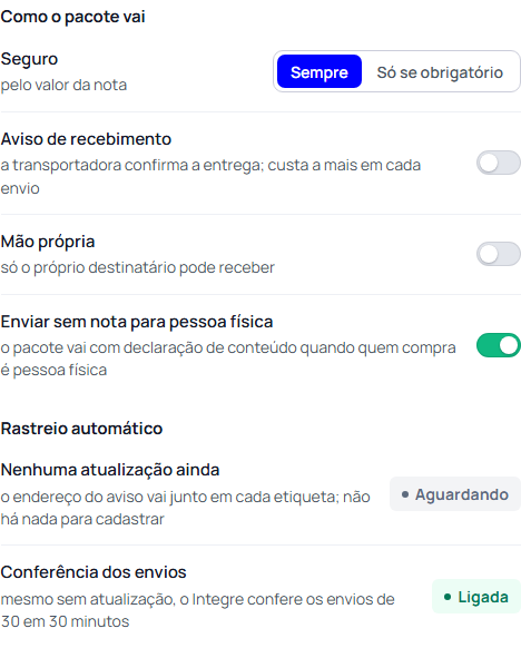 Passo 8: Diga como o pacote vai