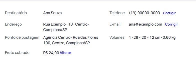 Passo 12: Veja no envio onde deixar o pacote