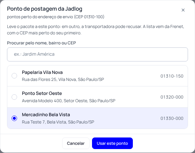 Passo 7: Escolha ou troque o ponto