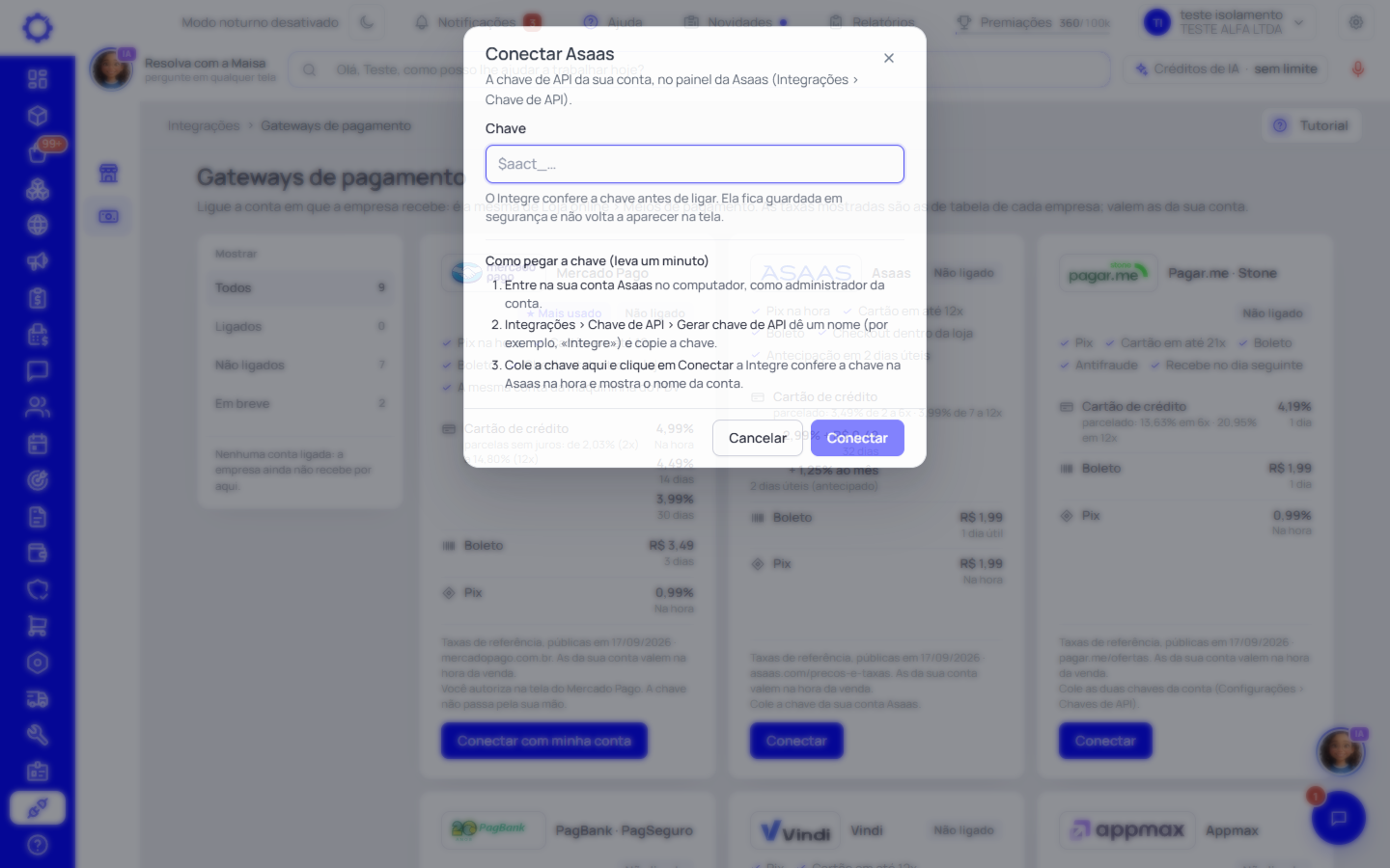 Passo 3: Os outros: clique em «Conectar» e cole a chave