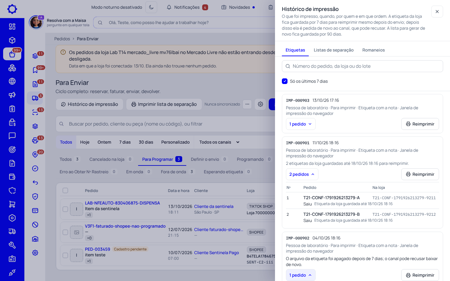 Passo 1: Clique em «Histórico de impressão»