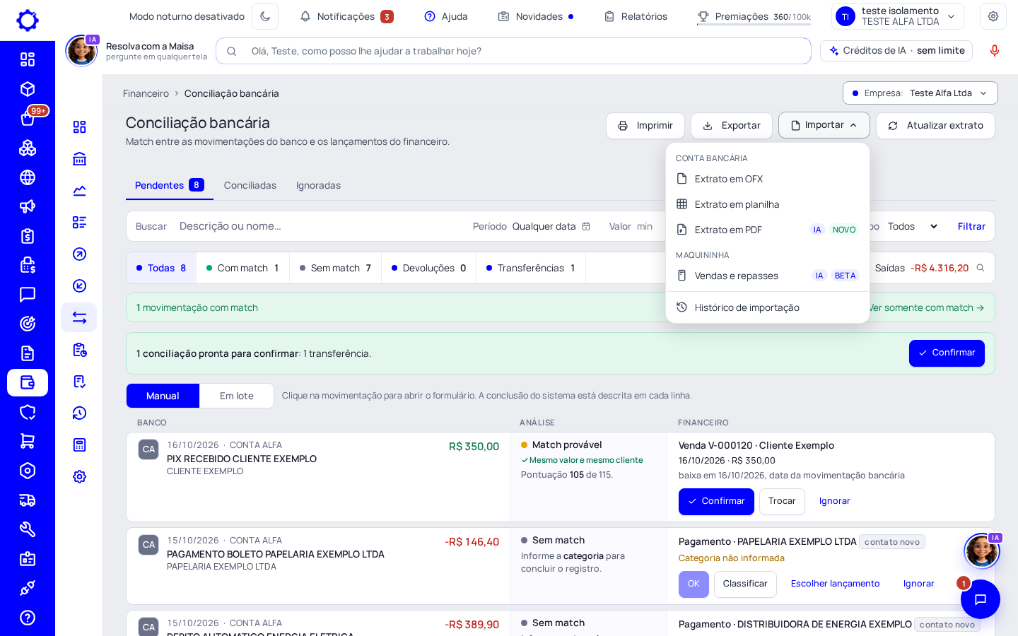 Passo 1: Abra o menu «Importar»