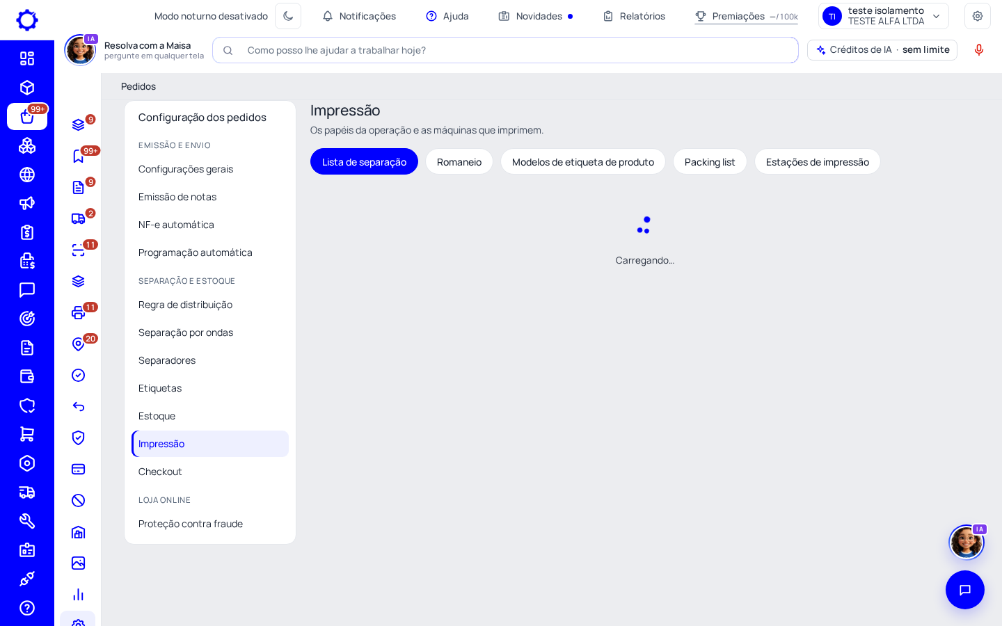Passo 6: O formato da lista de separação