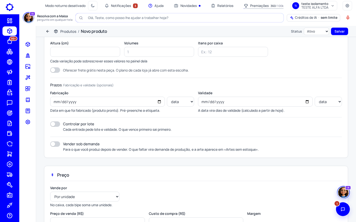 Passo 1: Ligue o controle no produto