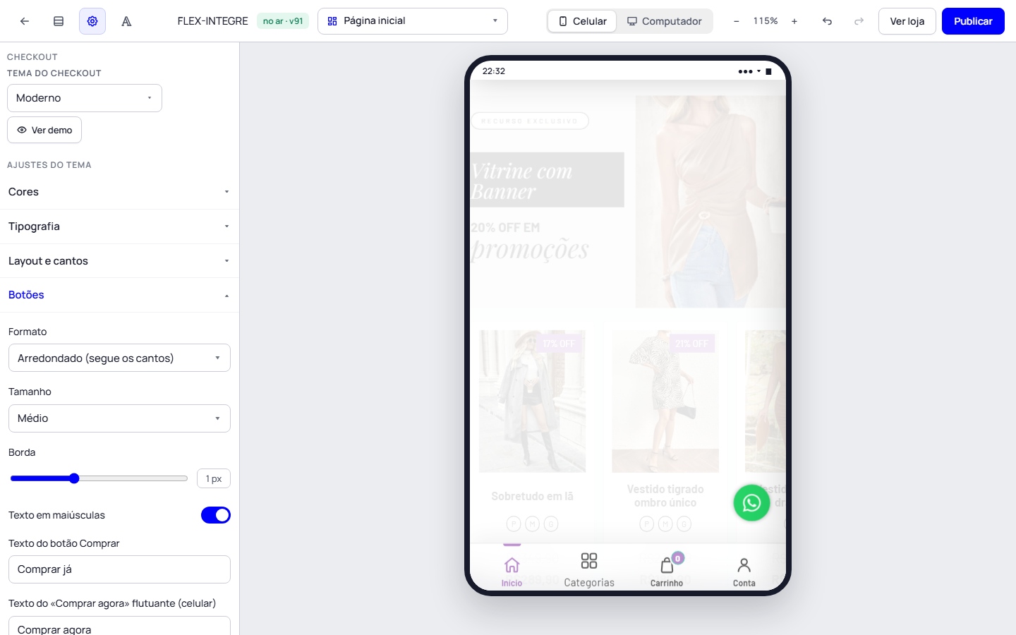 Passo 2: Personalize no editor