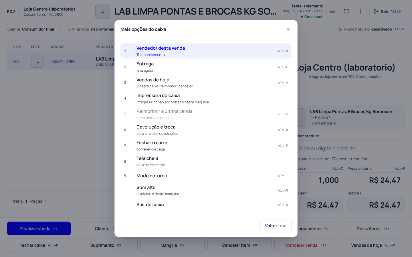 Passo 2: Abra a impressora do caixa
