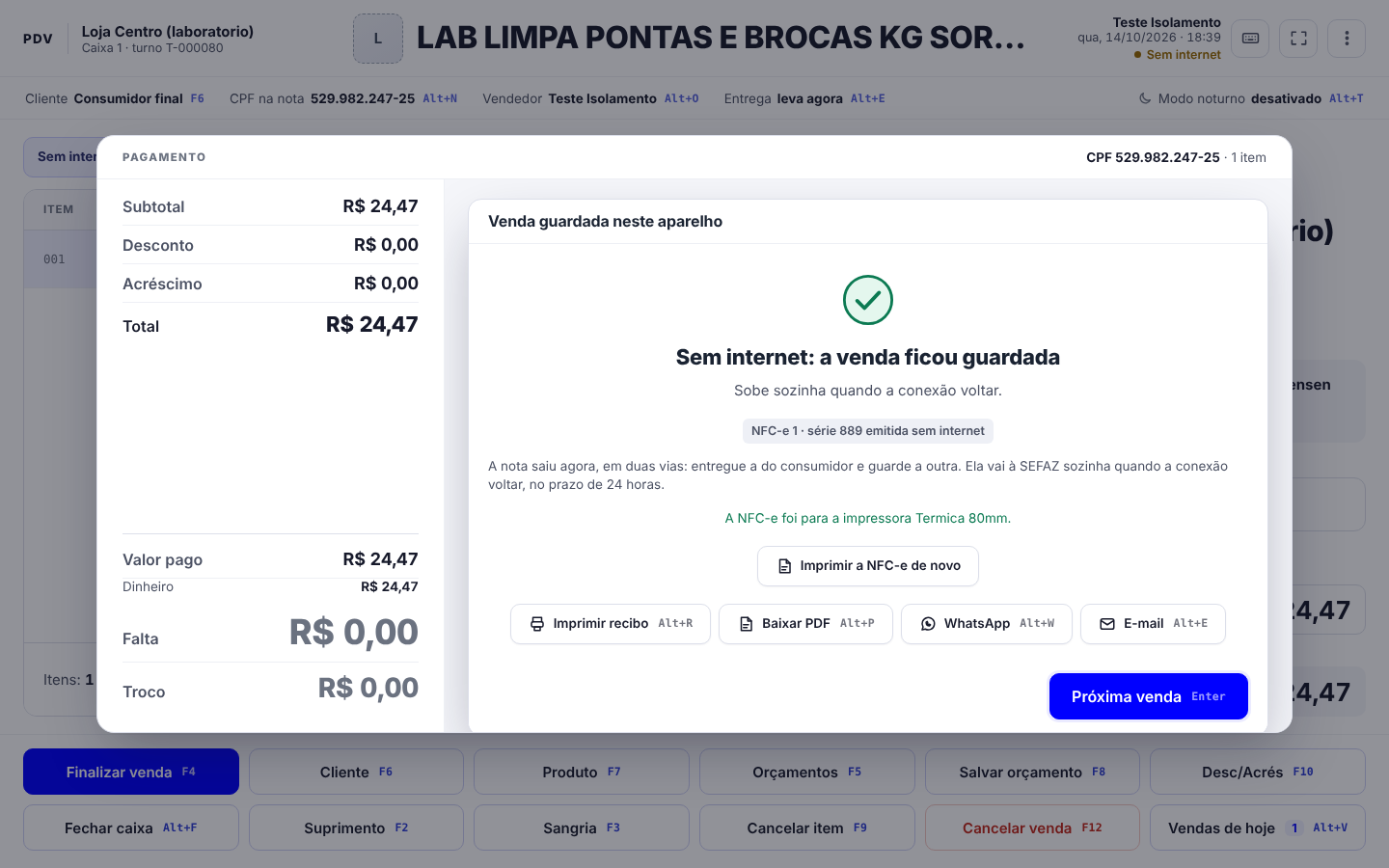 Passo 6: A venda fica guardada e sobe sozinha