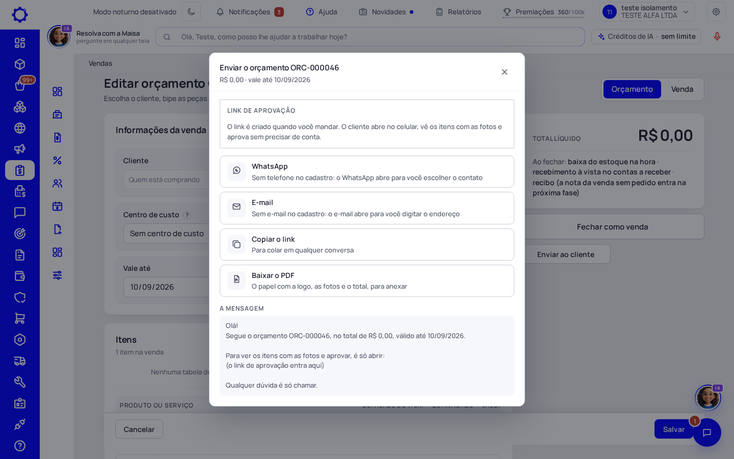 Passo 5: Envie ao cliente