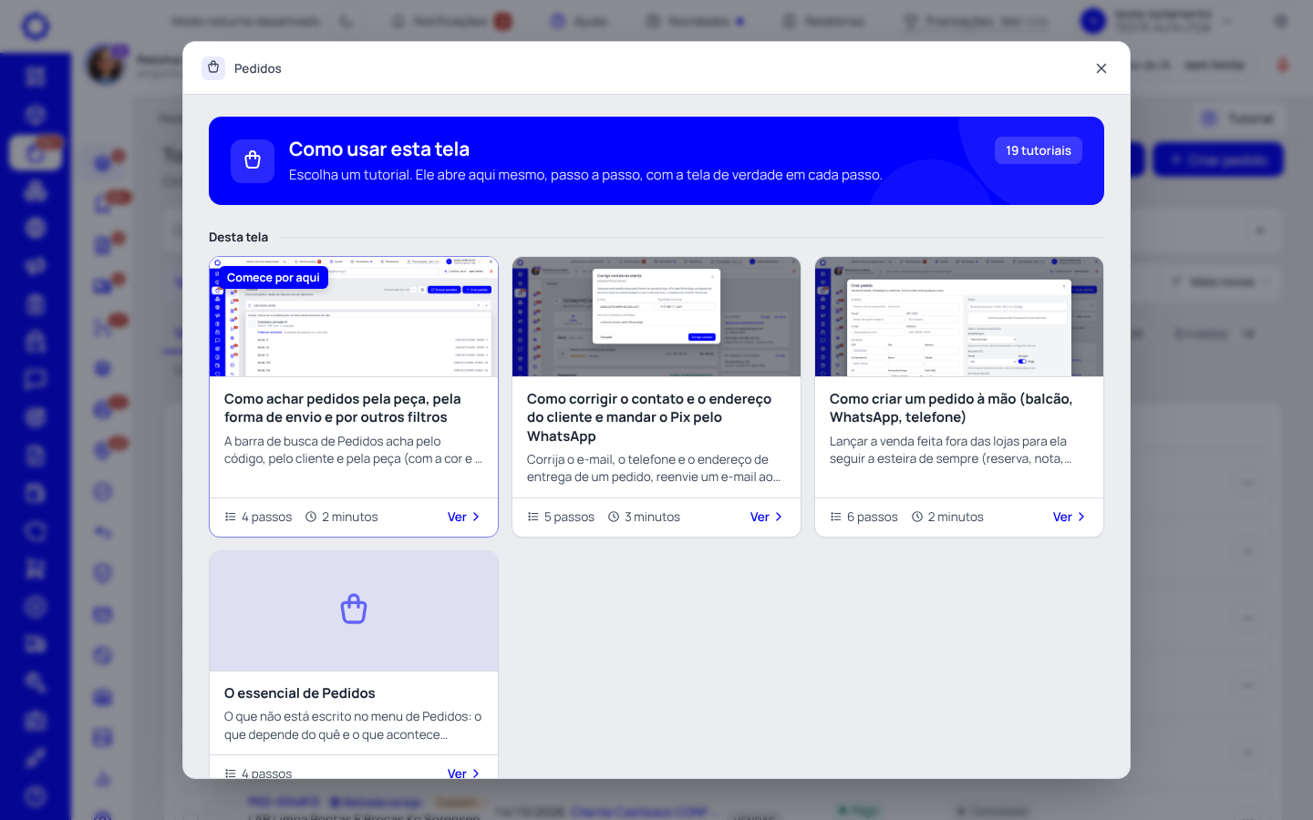Passo 2: Escolha o tutorial