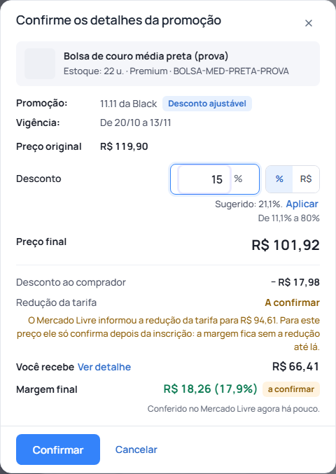 Passo 7: Ajuste o desconto quando a promoção deixa