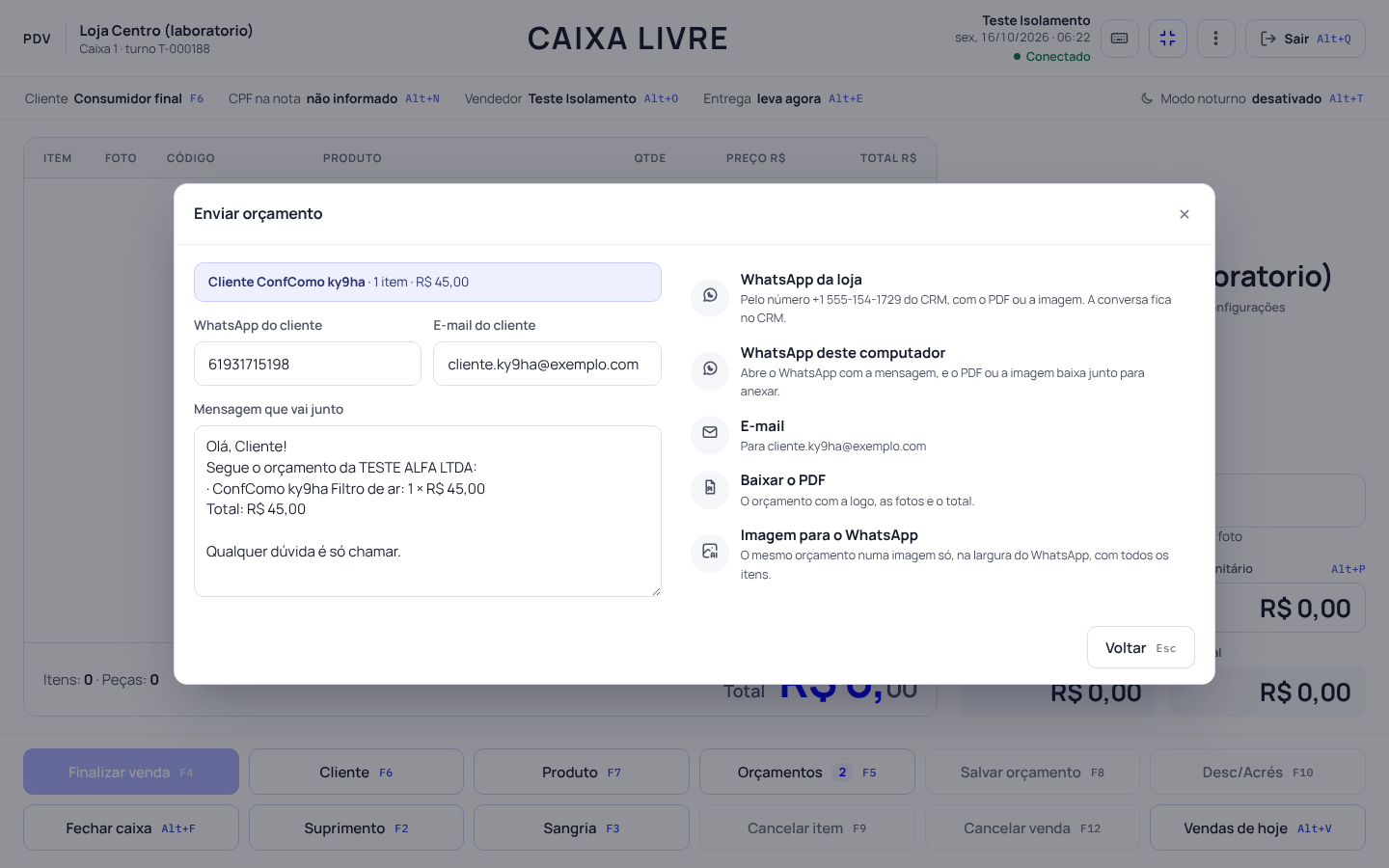 Passo 3: Mande ao cliente