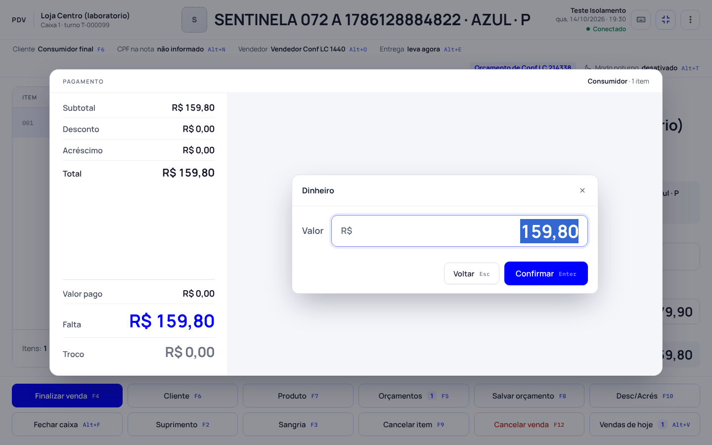 Passo 2: Digite o valor e confirme