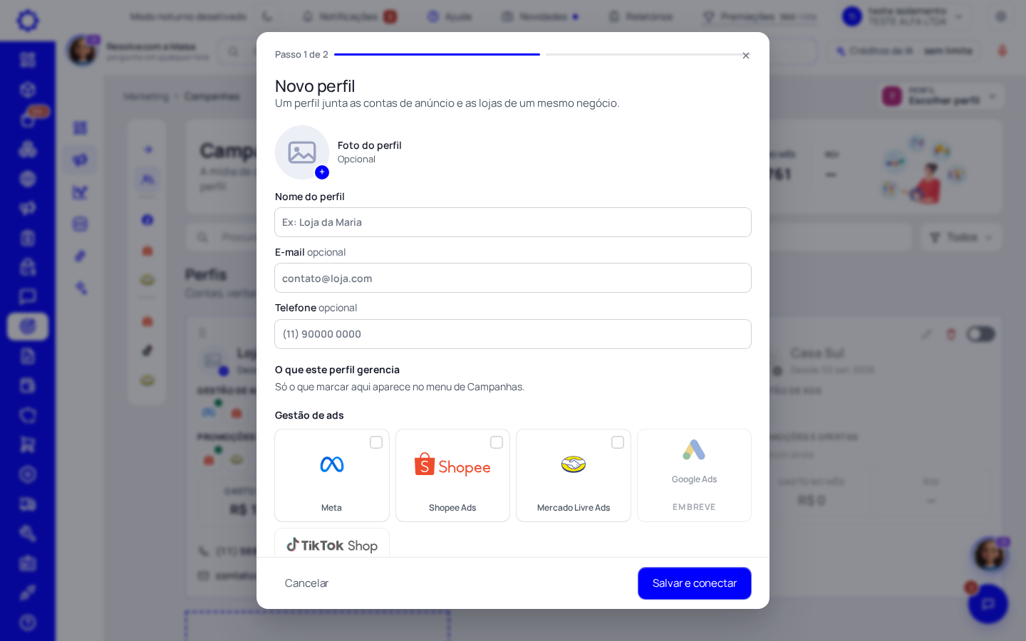 Passo 2: Clique em «Adicionar perfil»