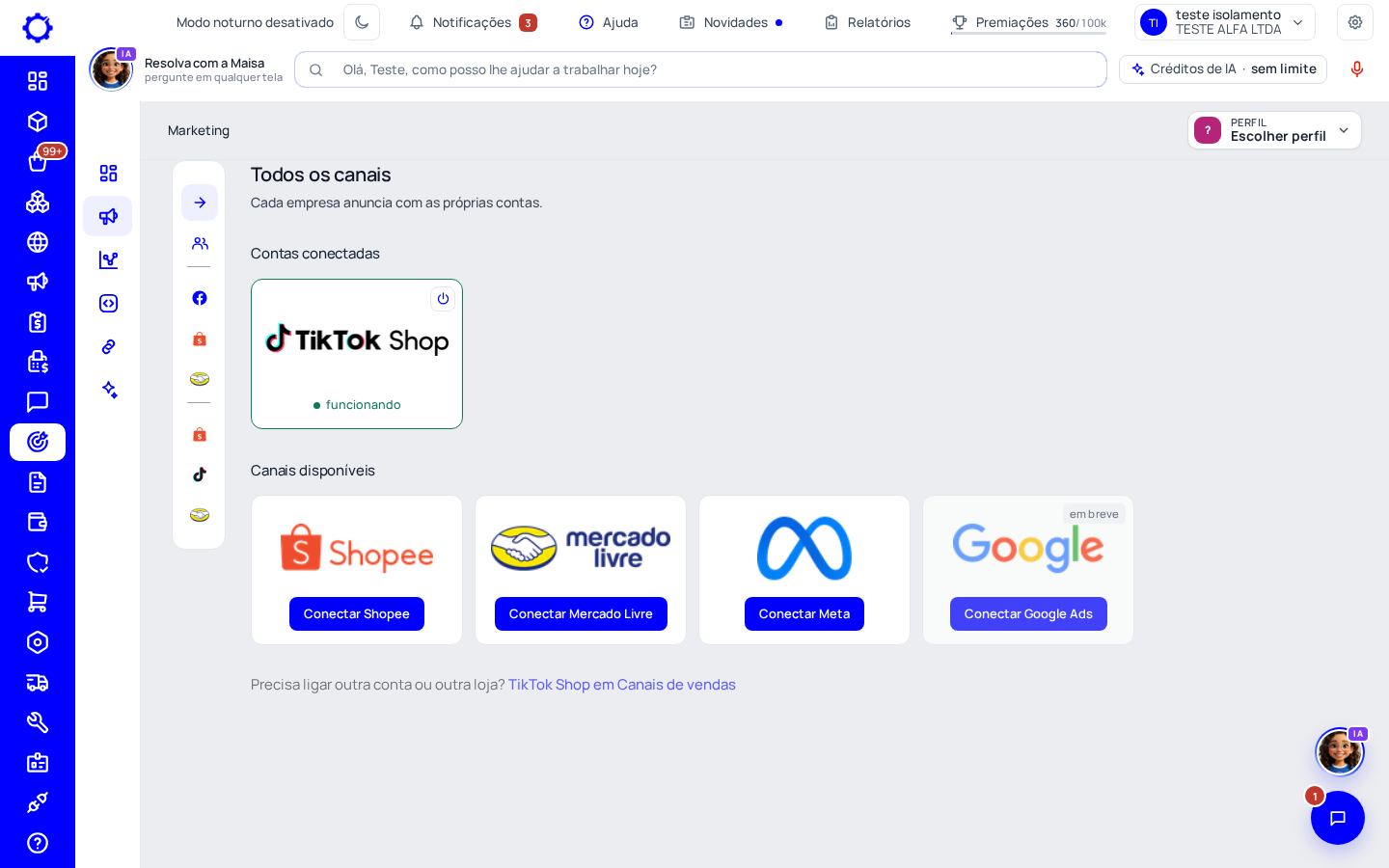 Passo 6: Escolha o perfil no alto da tela